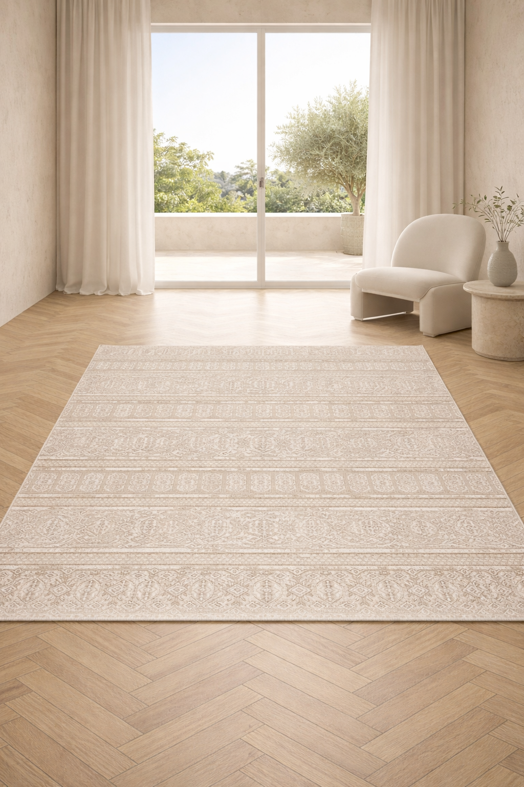 Harir Zumrut 44 Traditional Beige & Brown Carpet – Elegant Vintage Pattern Luxury Area Rug