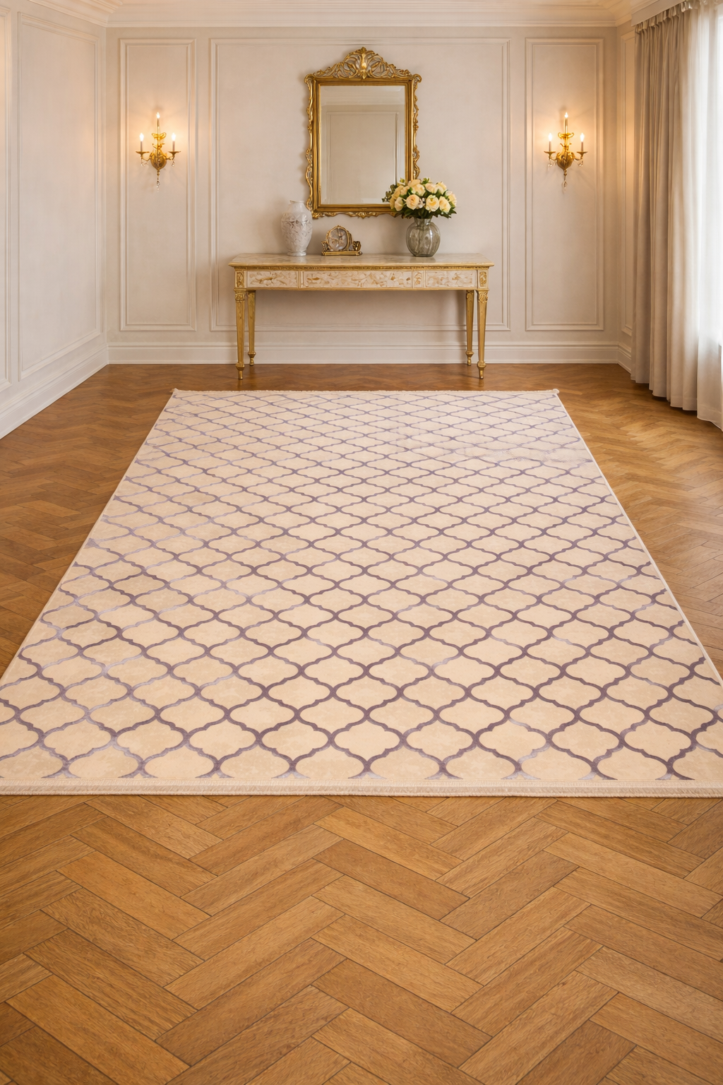 Arus – Purple Elegance on Greige Canvas