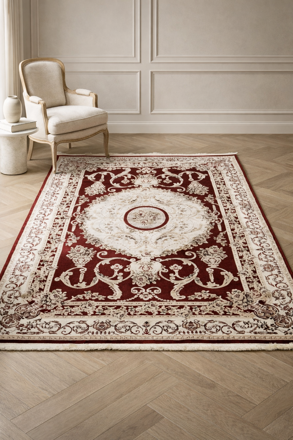 Saphir Ember Red Elegant Carpet – Luxurious Art Silk Craftsmanship from Turkey