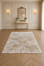Urbino 98 “Golden Heritage” Modern Vintage Rug – Beige & Gold Distressed Area Carpet