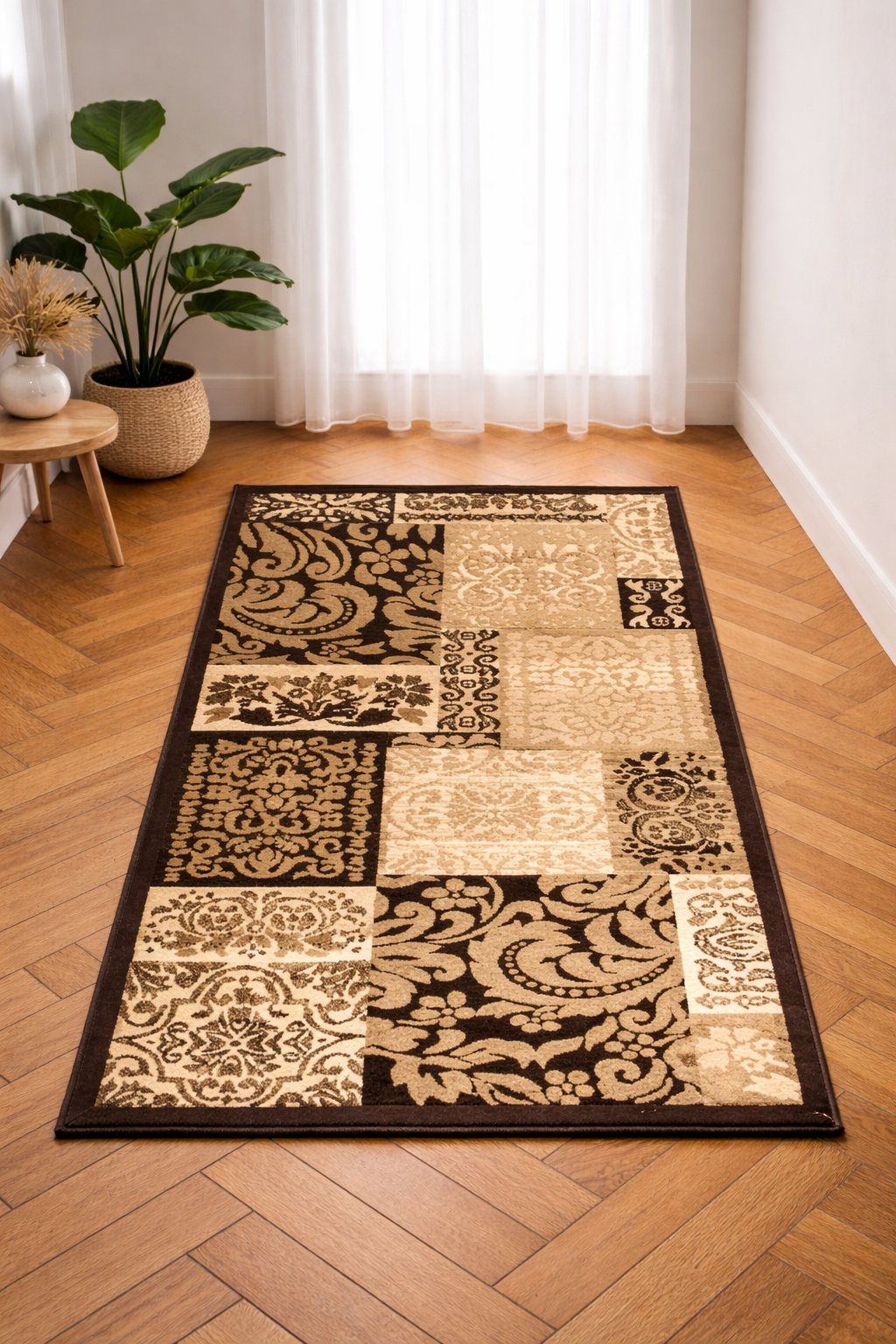 Capital Brown & Beige Vintage Carpet – Timeless Geometric Elegance for Classic Interiors