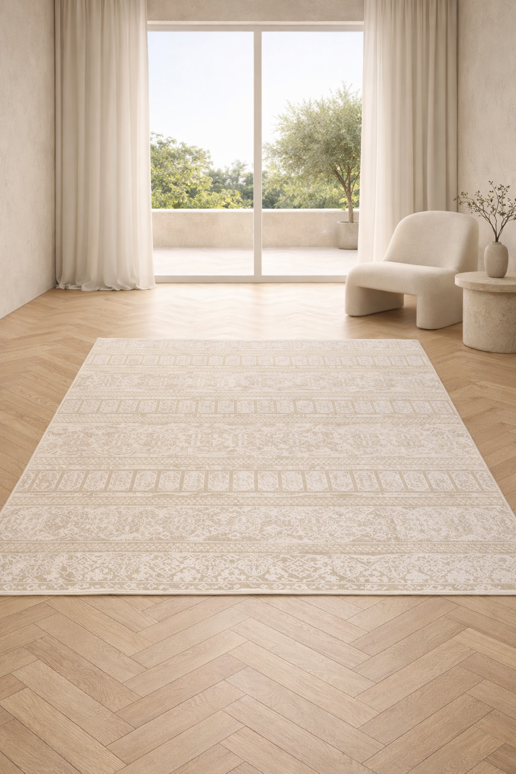 Harir Zumrut 44 Traditional Beige & Pink Carpet – Elegant Vintage Pattern Luxury Area Rug
