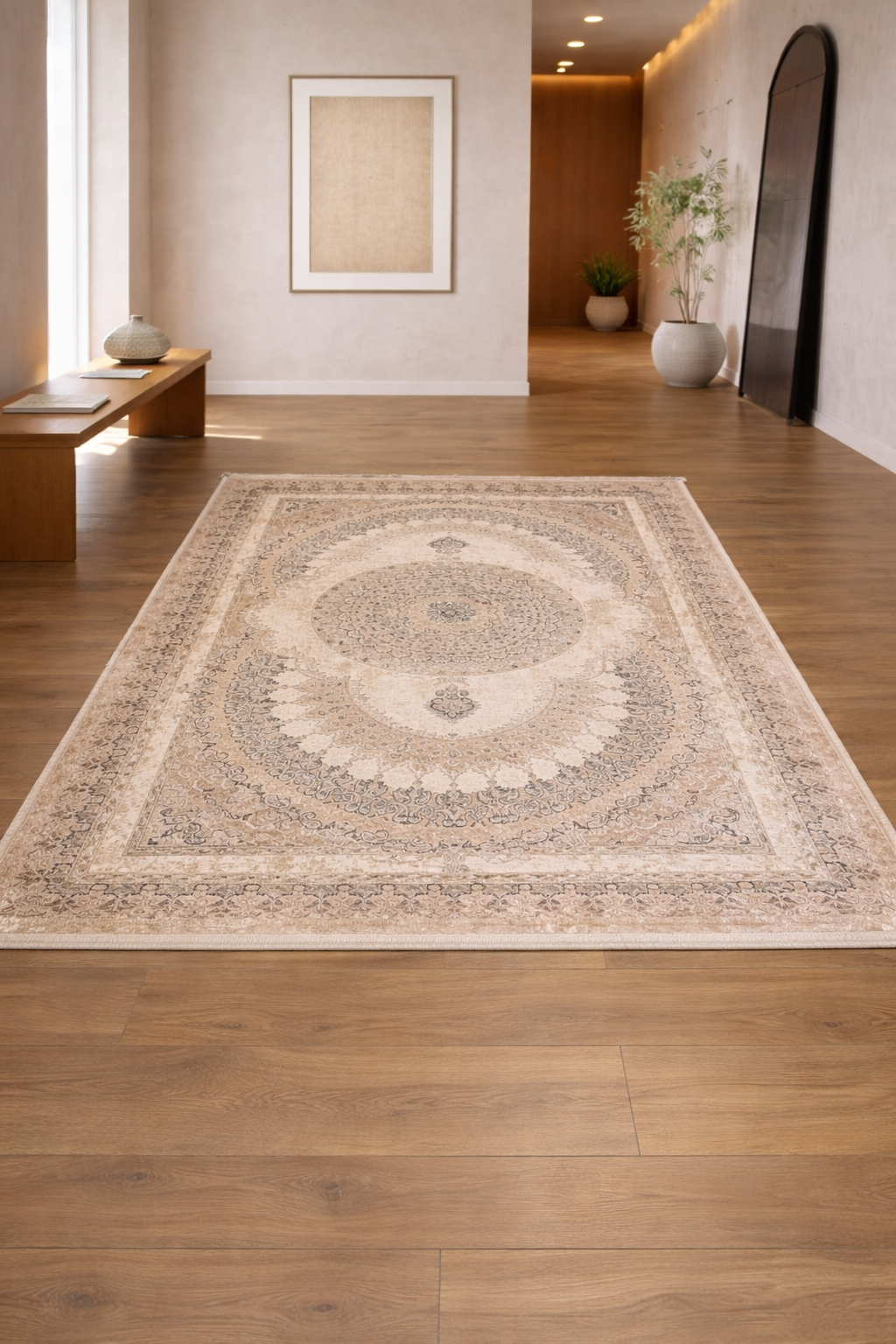 سجادة كلاسيكية عتيقة من الرخام "بستان الزيتون" - مزيج أنيق من البيج والأخضر الداكن