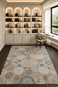 Shakespeare Celestial Mosaic Circles Area Rug – Modern Contemporary Carpet in Ivory, Sky Blue, Taupe & Soft Grey