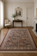 Esfahan Imperial Mosaic Garden Persian Luxury Area Rug – Ivory, Sky Blue & Burgundy Traditional Living Room Carpet