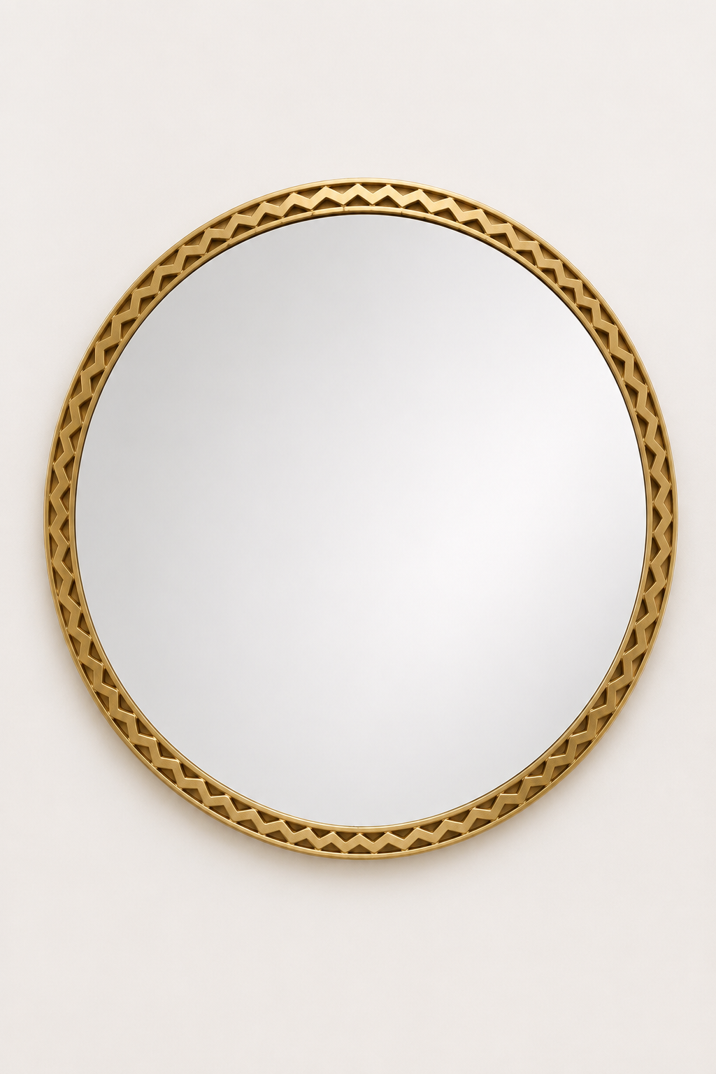 Aurelius Chevron Pure Copper Luxury Round Wall Mirror – Handcrafted Contemporary Decorative Accent