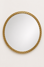 Aurelius Chevron Pure Copper Luxury Round Wall Mirror – Handcrafted Contemporary Decorative Accent