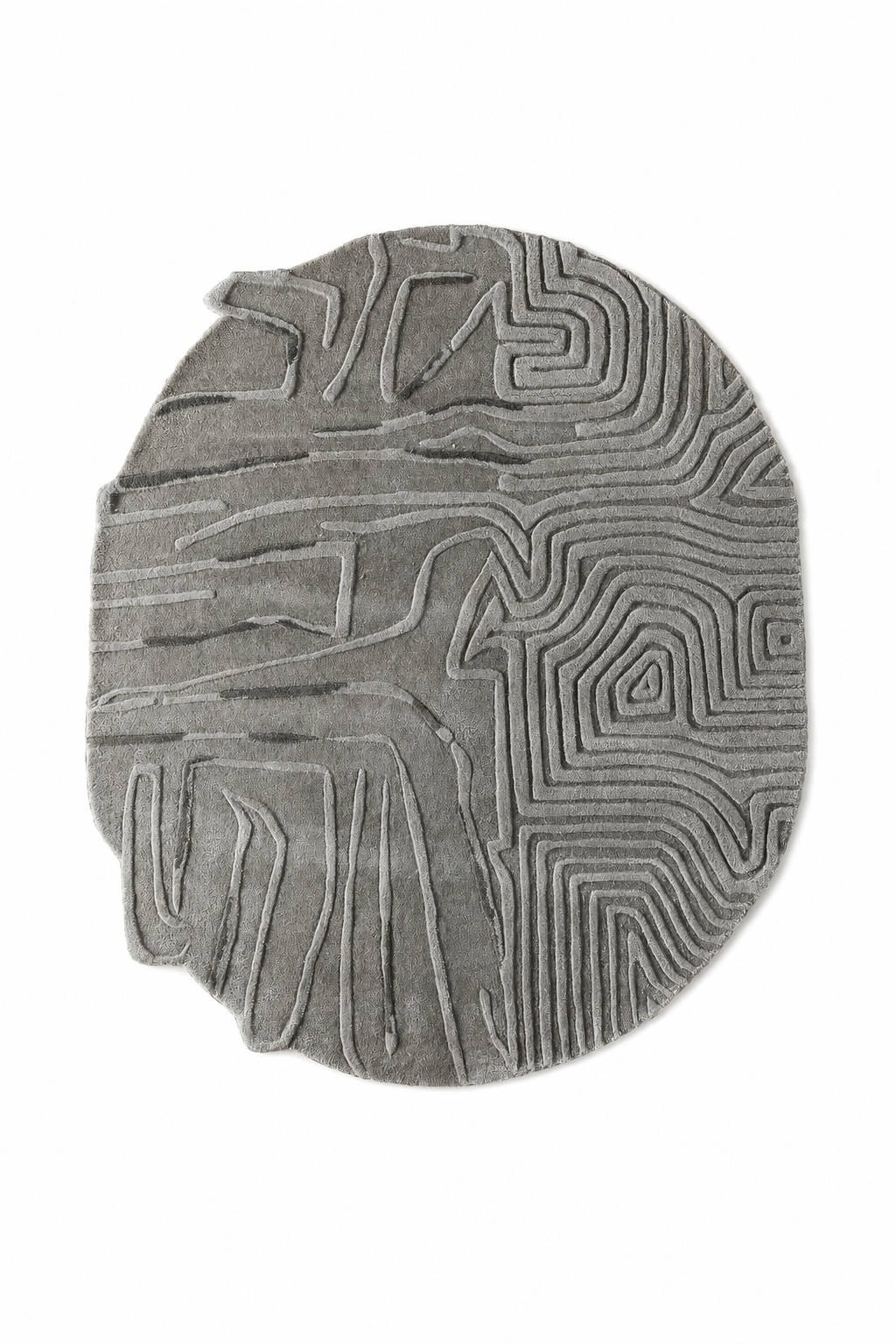 Monolith Contour Designer Area Rug – Contemporary Sculpted Irregular Carpet in Silver Grey