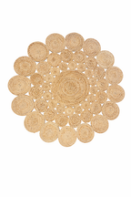 Jute 18412 Natural Round Carpet – Handmade Braided Jute Floral Pattern Rug for Living Room & Entryway
