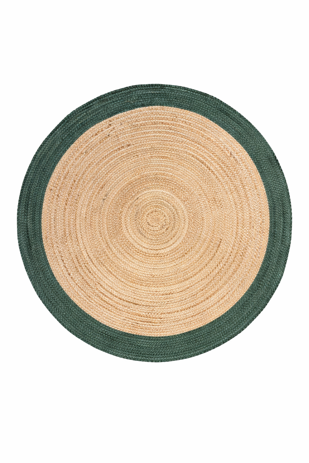 Jute 15281 Natural Aqua Round Carpet – Handmade Braided Jute Rug with Fresh Blue Accents