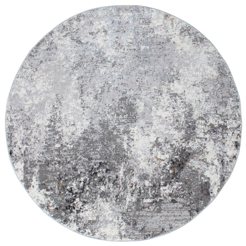 Lagos 61 Round Carpet – Grey Abstract Modern Area Rug for Living Room