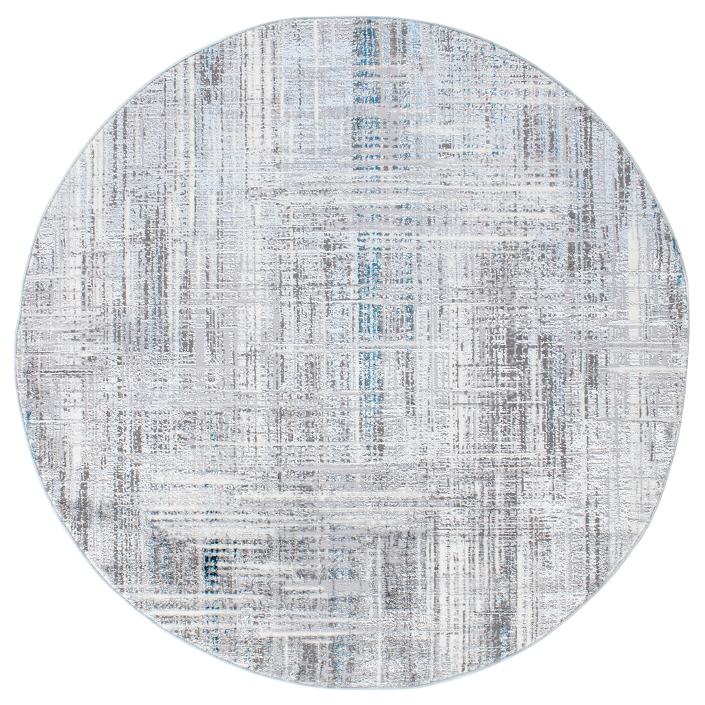 Lagos I185B Tapis rond géométrique crème et marron foncé – Contraste moderne pour intérieurs élégants
