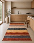 Lycra “Savanna Stripes” -33- Boho Carpet – Warm Multicolor Tribal Pattern for Modern Interiors