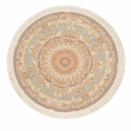 Tabriz Jawhar Round Light Blue Carpet – Vintage Persian Floral Medallion Design
