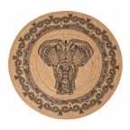 Jute 17986 Natural Black Round Carpet – Handmade Braided Jute Rug with Tribal Elephant Design for Living Room & Entryway