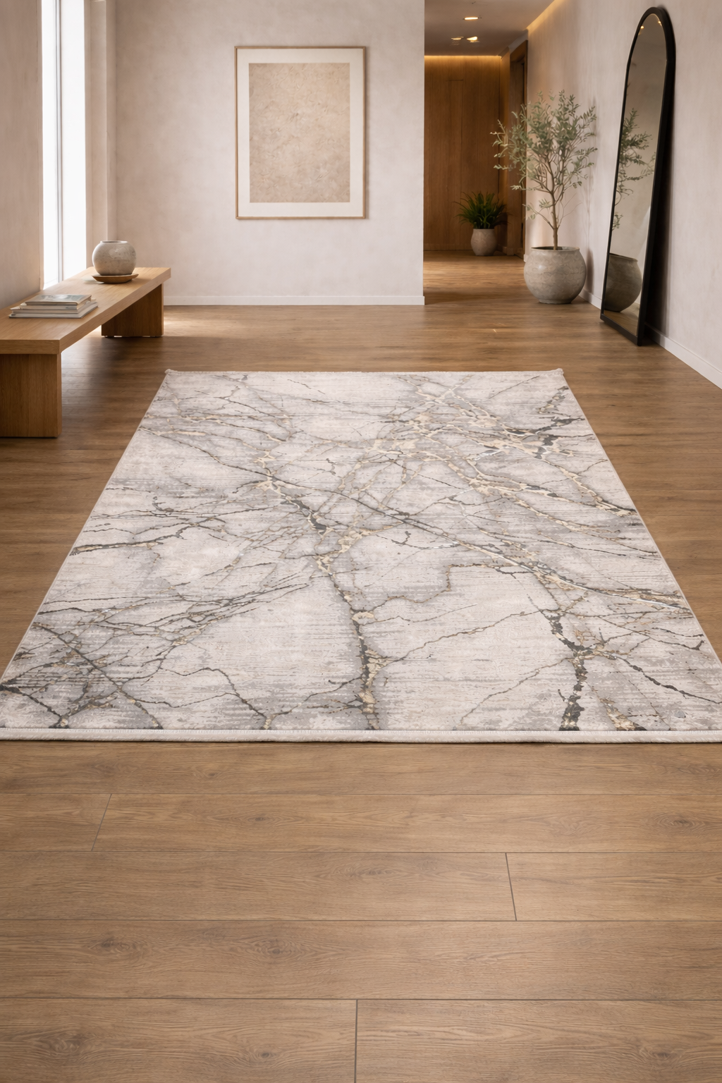 Marble 88 Green Vein Modern Area Rug – Abstract Marble Effect Carpet