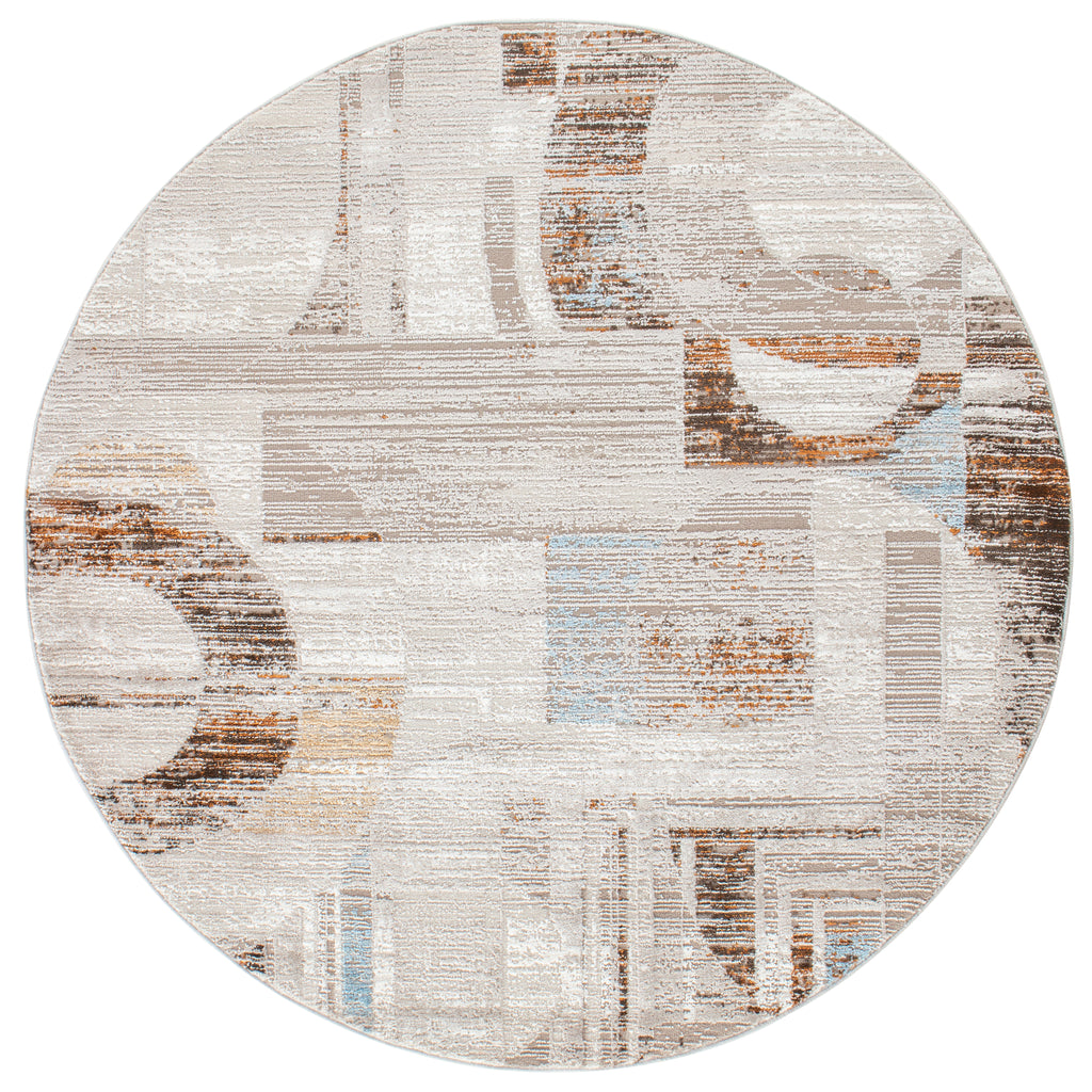 Efes 15 Beige Geometric Round Carpet – Stylish & Practical for Modern Interiors
