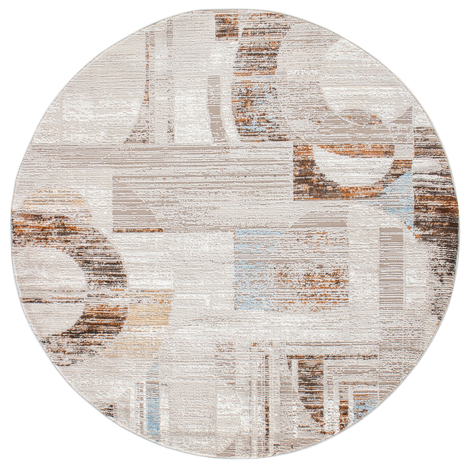 Efes 15 Beige Geometric Round Carpet – Stylish & Practical for Modern Interiors