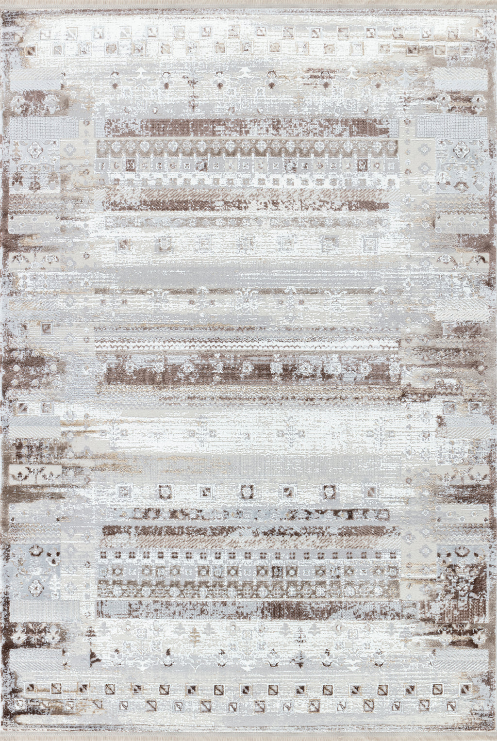 NOVA 27 White Cream Vintage Tribal Pattern Area Rug for Living Room & Bedroom
