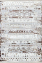NOVA 27 White Cream Vintage Tribal Pattern Area Rug for Living Room & Bedroom
