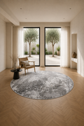 Lagos 61 Round Carpet – Grey Abstract Modern Area Rug for Living Room