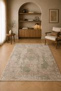 Marble “Forest Whisper” Abstract Carpet – Elegant Beige & Dark Green Blend