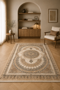 Marble Vintage “Olive Grove” Classic Carpet – Elegant Beige & Dark Green Blend