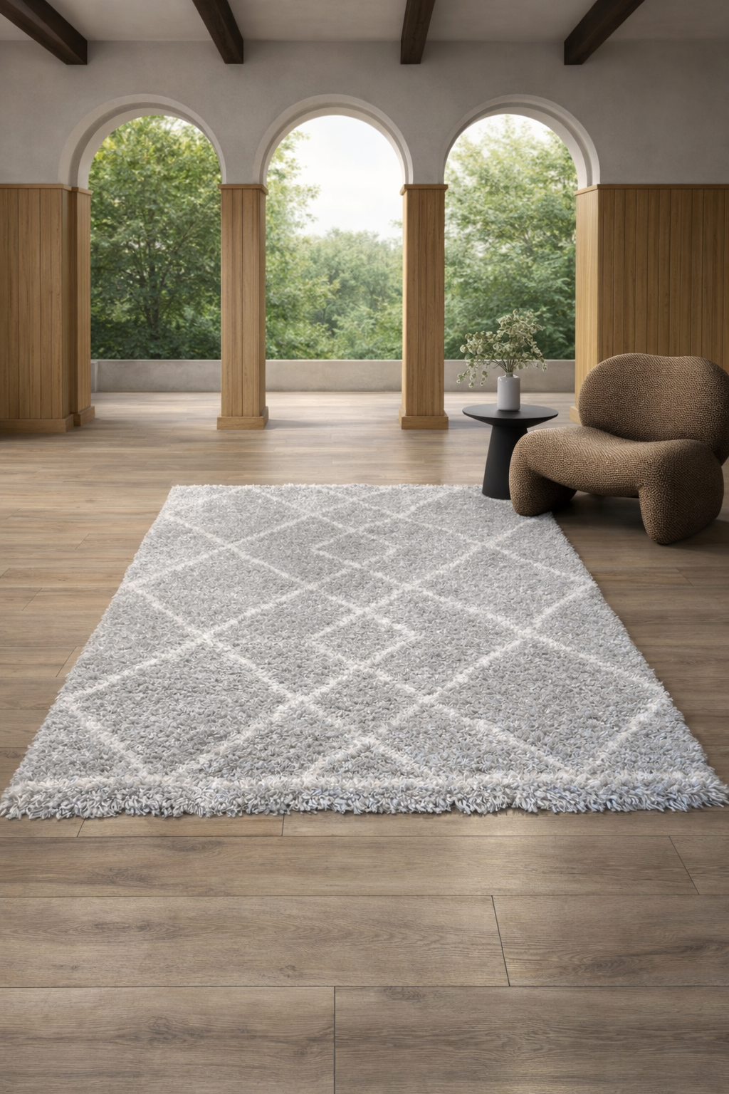 Panama Shaggy 08686A Cream & Grey Carpet – Soft Neutral Tones for Cozy Living