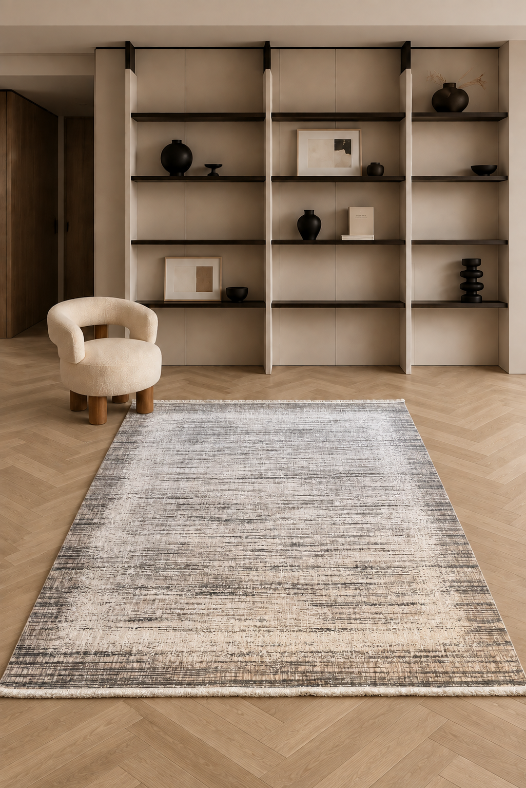 Savoy Beige Mist Modern Rug – Contemporary Neutral Area Carpet