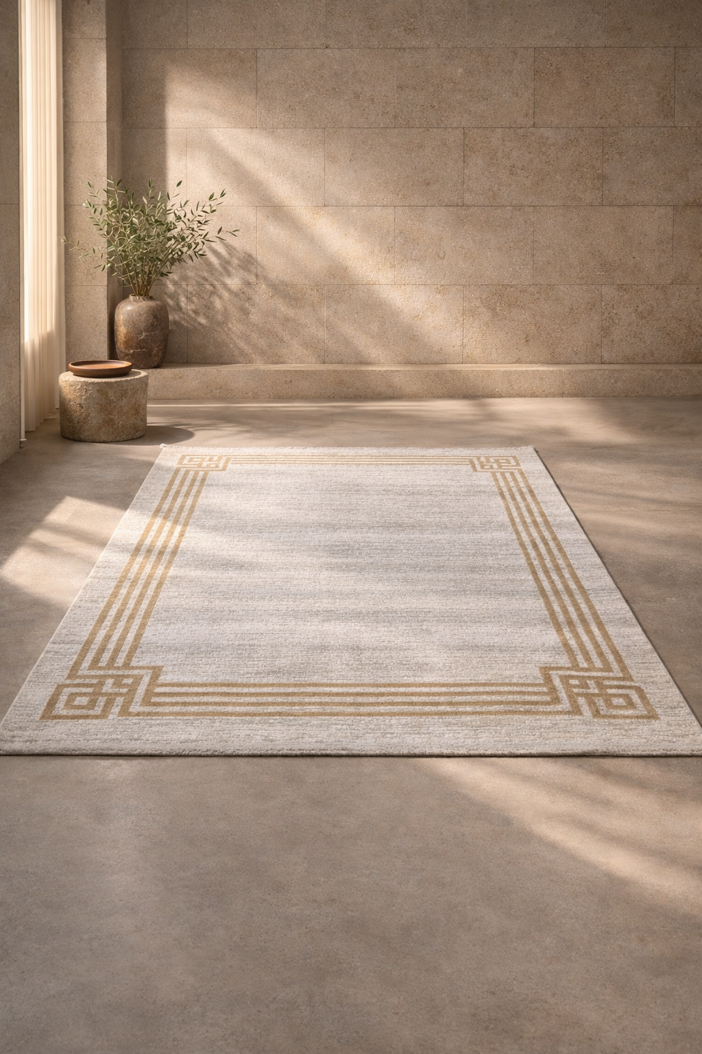 Leon “Imperial Frame” Thin Art Silk Carpet – Modern Classic Elegance