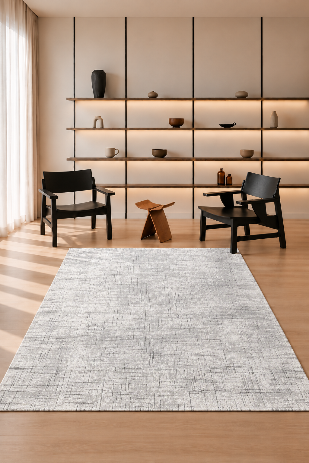 Palma “Urban Lines” Modern Abstract Carpet – Light Grey Contemporary Minimalist Rug