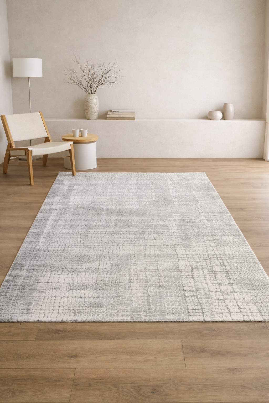 Palma 58 “Silver Stone Texture” Modern Rug – Grey Contemporary Abstract Carpet