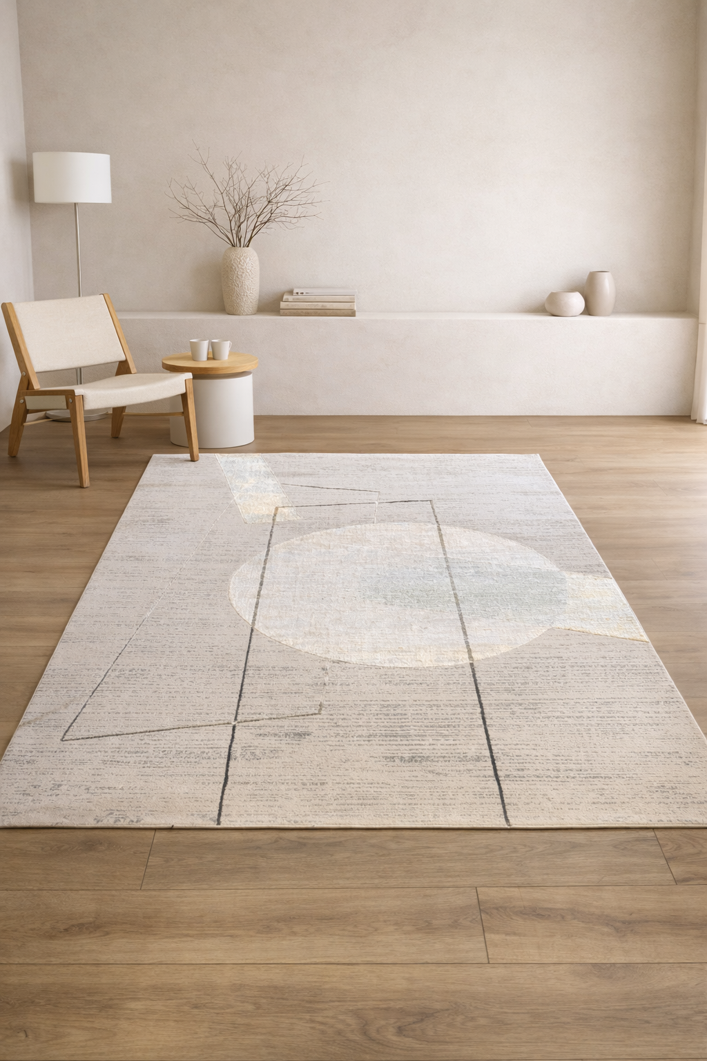 Palma Ivory Eclipse Modern Area Rug – Abstract Geometric Grey & Gold Carpet