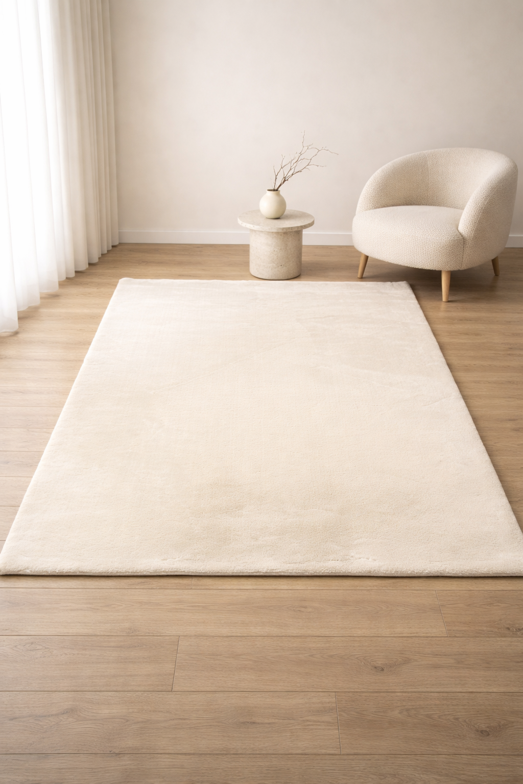 Rabbit Fur Off-White Carpet – Ultra Soft Luxury Plush Area Rug for Living Room & Bedroom