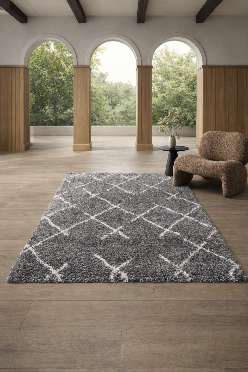 Panama Shaggy 08687A Cream & Anthracite Carpet – Bold Elegance with Plush Texture