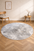 Lagos 61 Round Carpet – Grey Abstract Modern Area Rug for Living Room