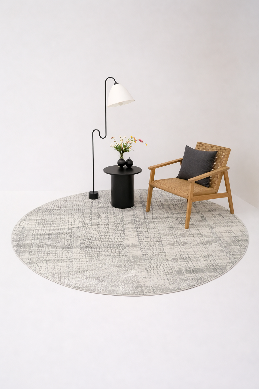 PALMA Grey Silver Modern Geometric Area Rug for Living Room Bedroom