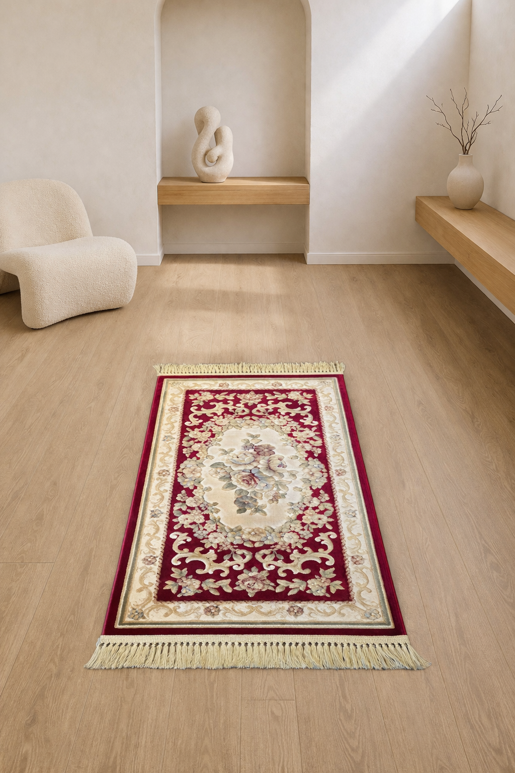 Comtesse “Rouge Royale” Carpet – Classic Red Floral Medallion Rug for Living Room & Bedroom