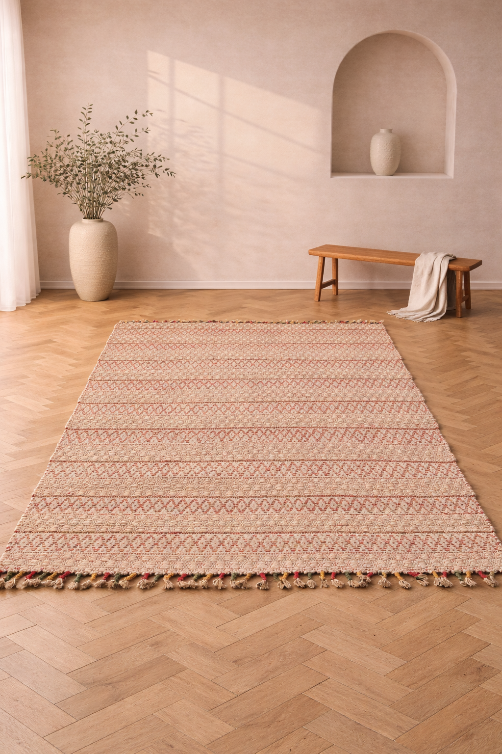 Jute Horizon Tribal Diamond Rug – IC-14719 | Handwoven Rustic Elegance