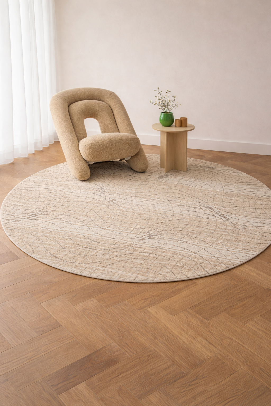 Harir Zumrut 72 Round Carpet – Elegant Modern Circular Rug for Living Room