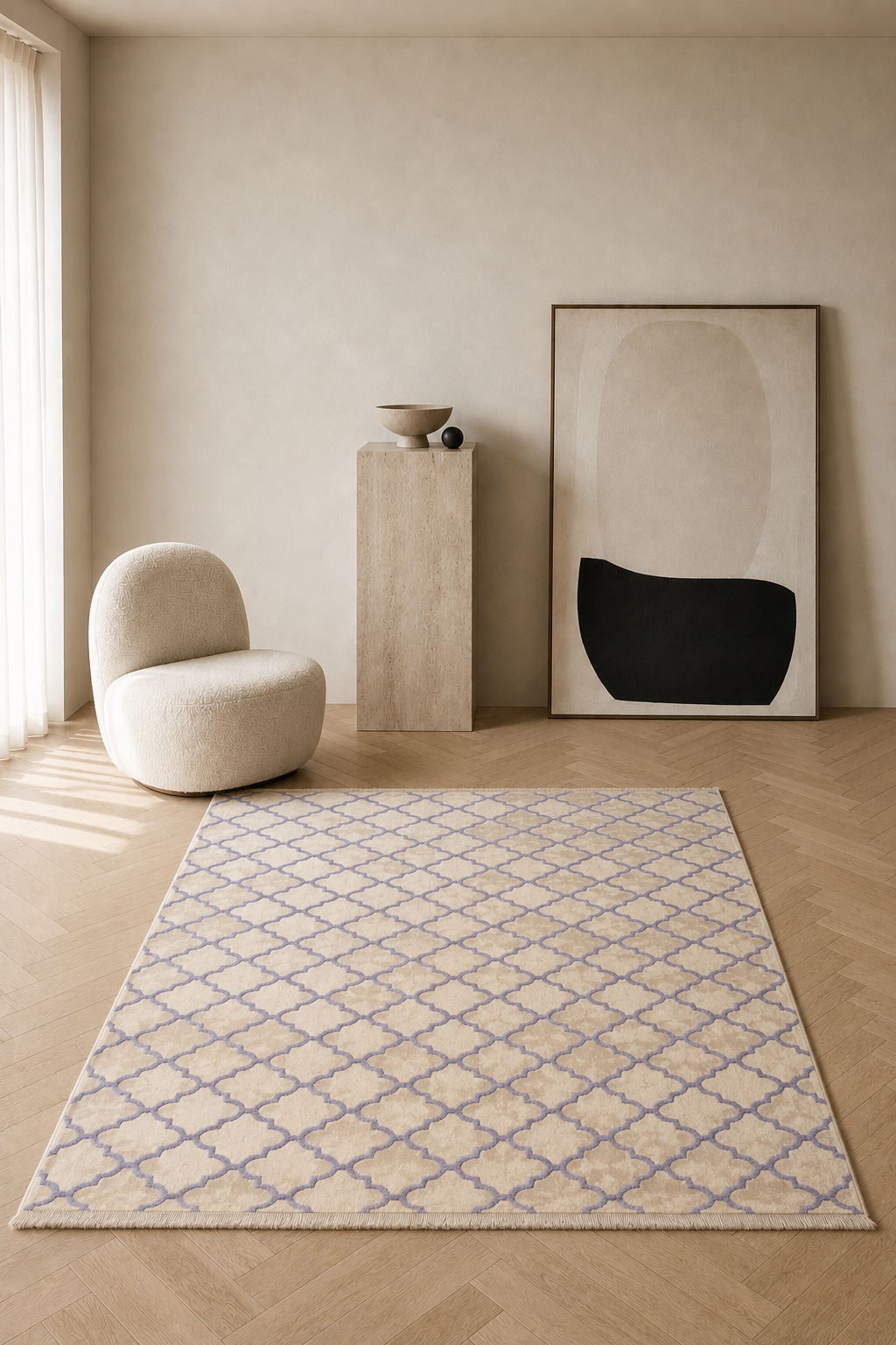Arus – Purple Elegance on Greige Canvas