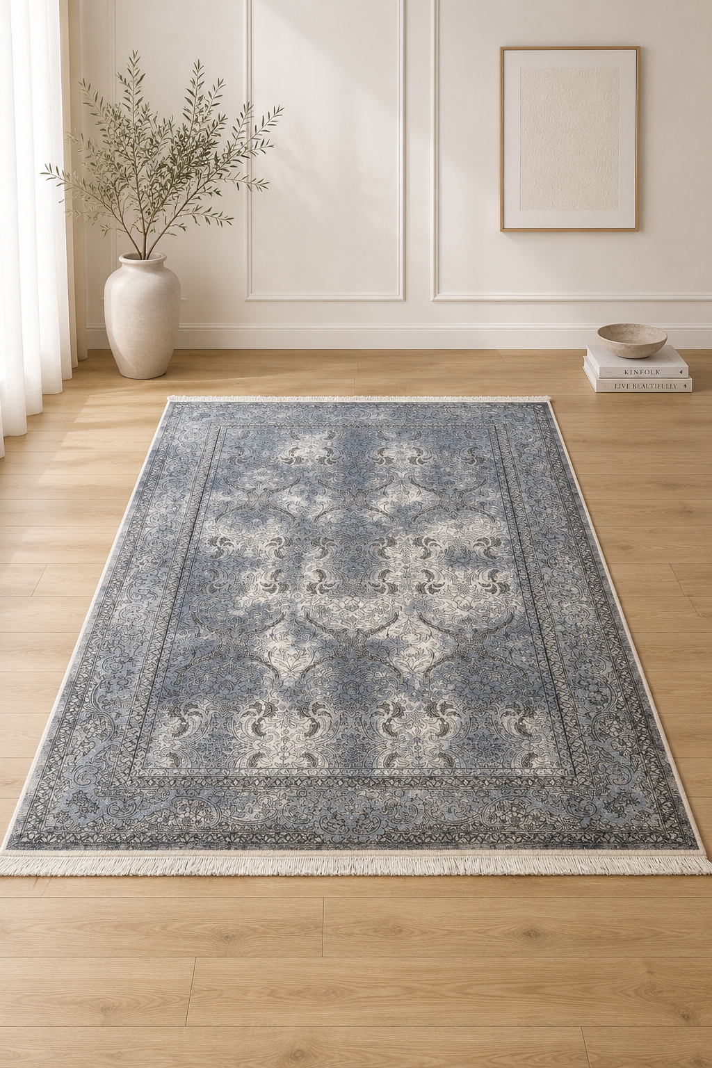 Persian Vintage Ocean Whisper Rug – Distressed Blue Iranian Carpet