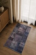Vintage Patchwork Spill-Proof Rug – Lavender Stone