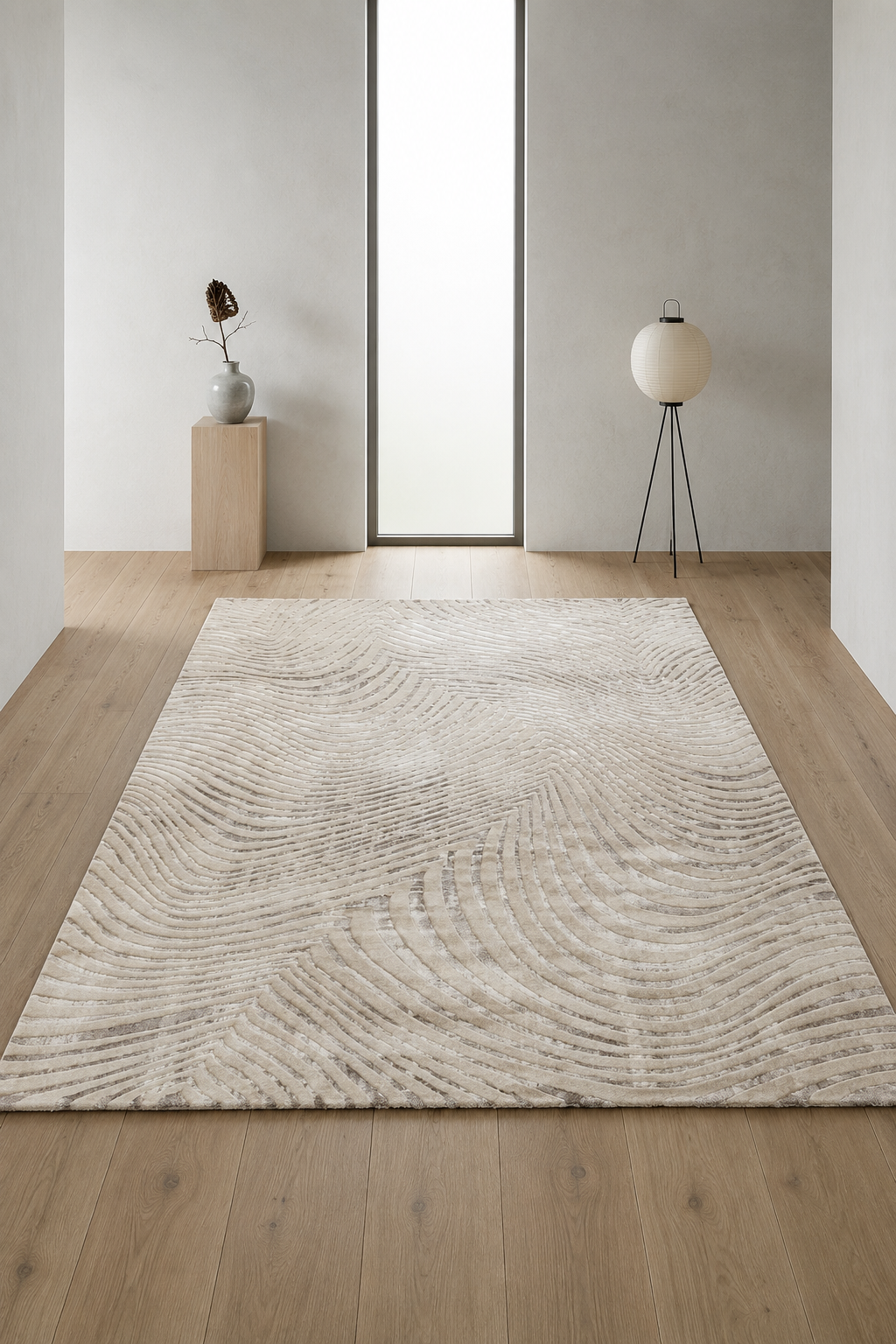 Maximilian 20 Modern Abstract Wave Carpet – Premium Cream Designer Rug