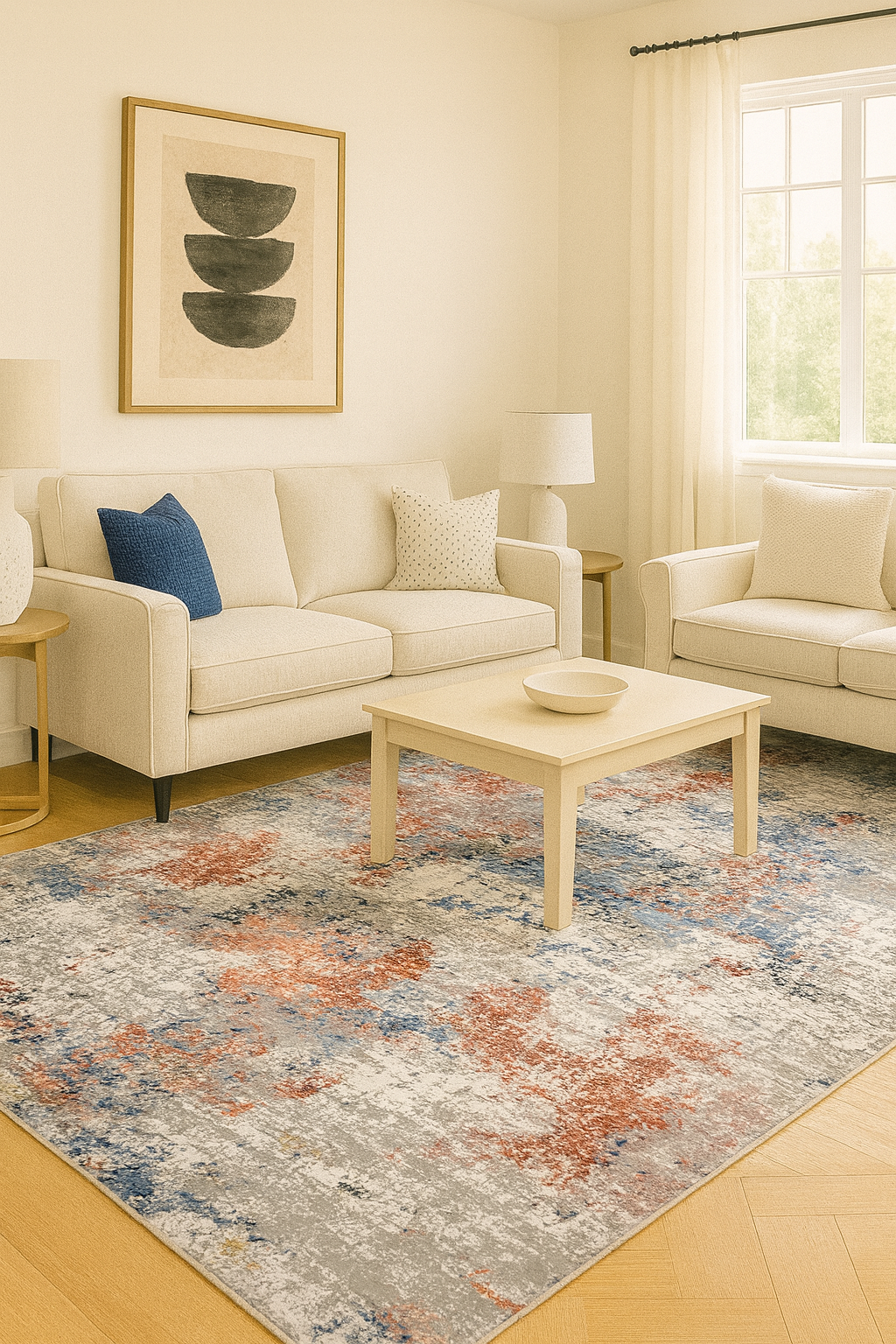 Efes 94 Salmon & Grey Modern Carpet – Elegant for Contemporary Interiors