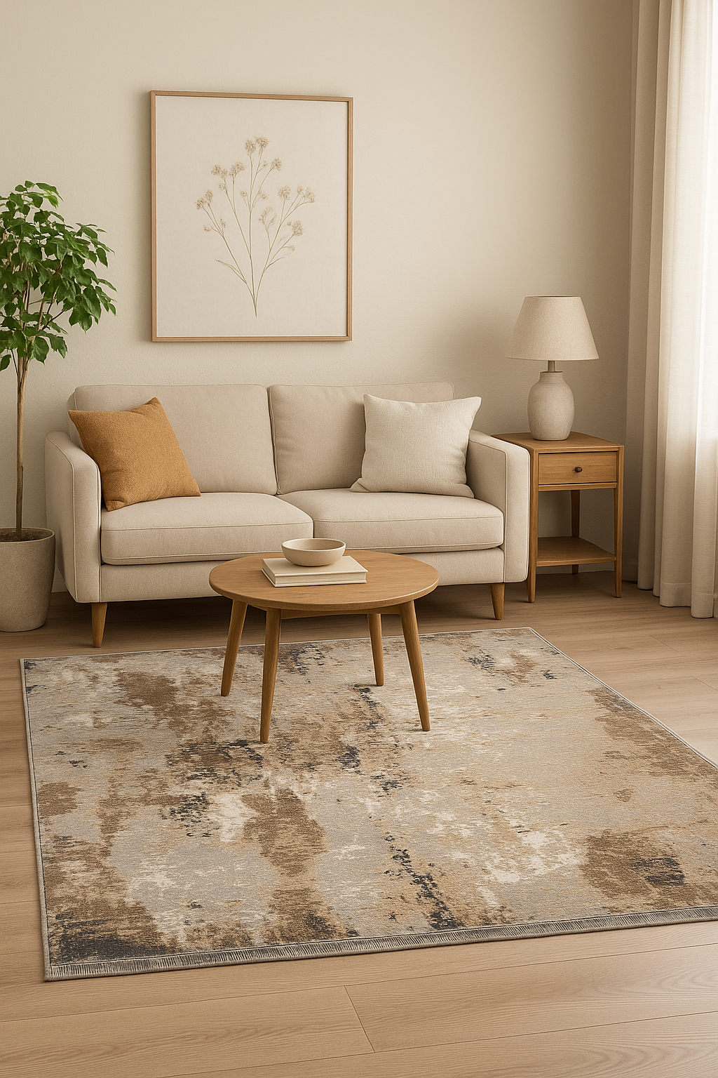 Leon “Silver Flux” Thin Art Silk Carpet – Elegant Abstract Design