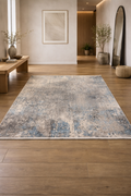 Tapis moderne effet marbre « Mirage bleu » – Harmonie élégante de gris et de bleu