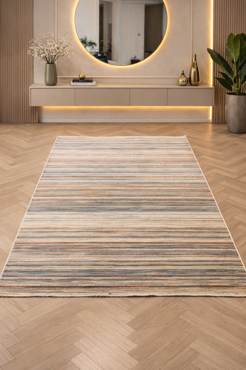Valeria 36 “Sunset Strata” Modern Abstract Rug – Multicolor Contemporary Textured Area Carpet