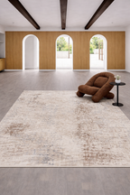 Lagos  I221B Cream Dark Brown Geometric Living Room Carpet