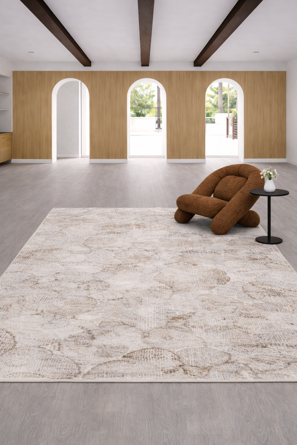 Lagos I185B Cream & Dark Brown Geometric Carpet – Modern Contrast for Elegant Interiors